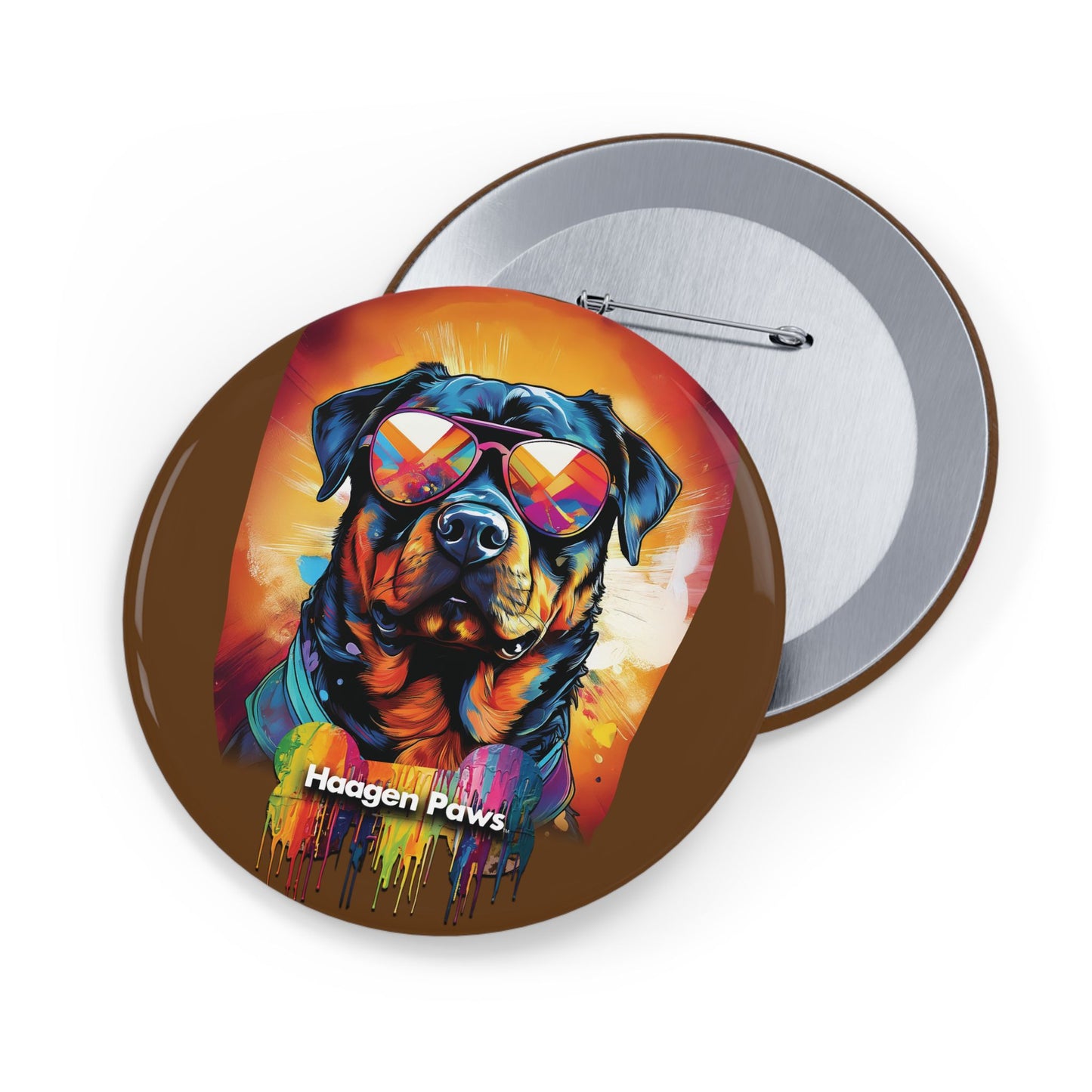 Rottweiler Wearing Sunglasses Haagen-Paws Graffiti Round Pins