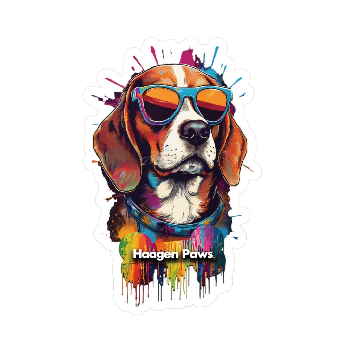 Beagle Wearing Sunglasses Haagen-Paws Graffiti Vinyl Decals