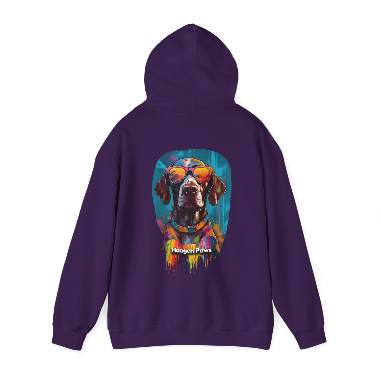 German Shorthaired Pointer Wearing Sunglasses Haagen-Paws Graffiti Unisex Heavy Blend™ Hooded Sweatshirt