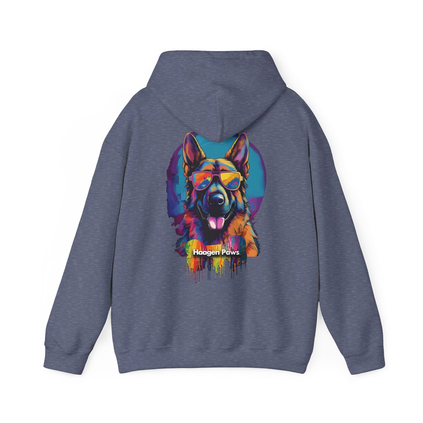 German Shepherd Wearing Sunglasses Haagen-Paws Graffiti Unisex Heavy Blend™ Hooded Sweatshirt
