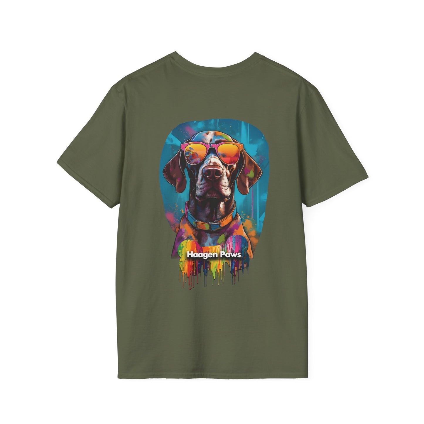 German Shorthaired Pointer Wearing Sunglasses Short Sleeve Haagen-Paws Graffiti T-Shirt