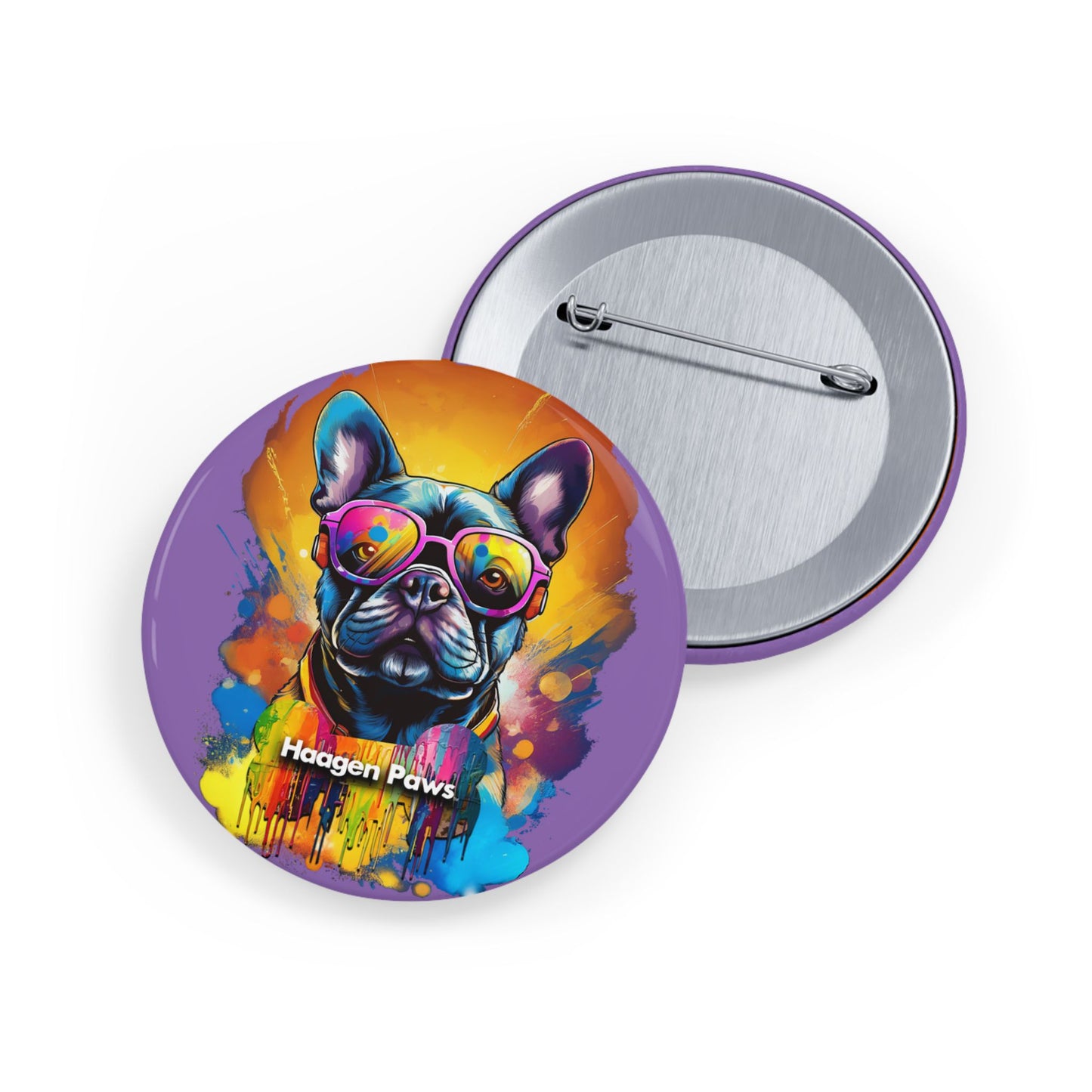 Frenchie Wearing Sunglasses Haagen-Paws Graffiti Round Pins