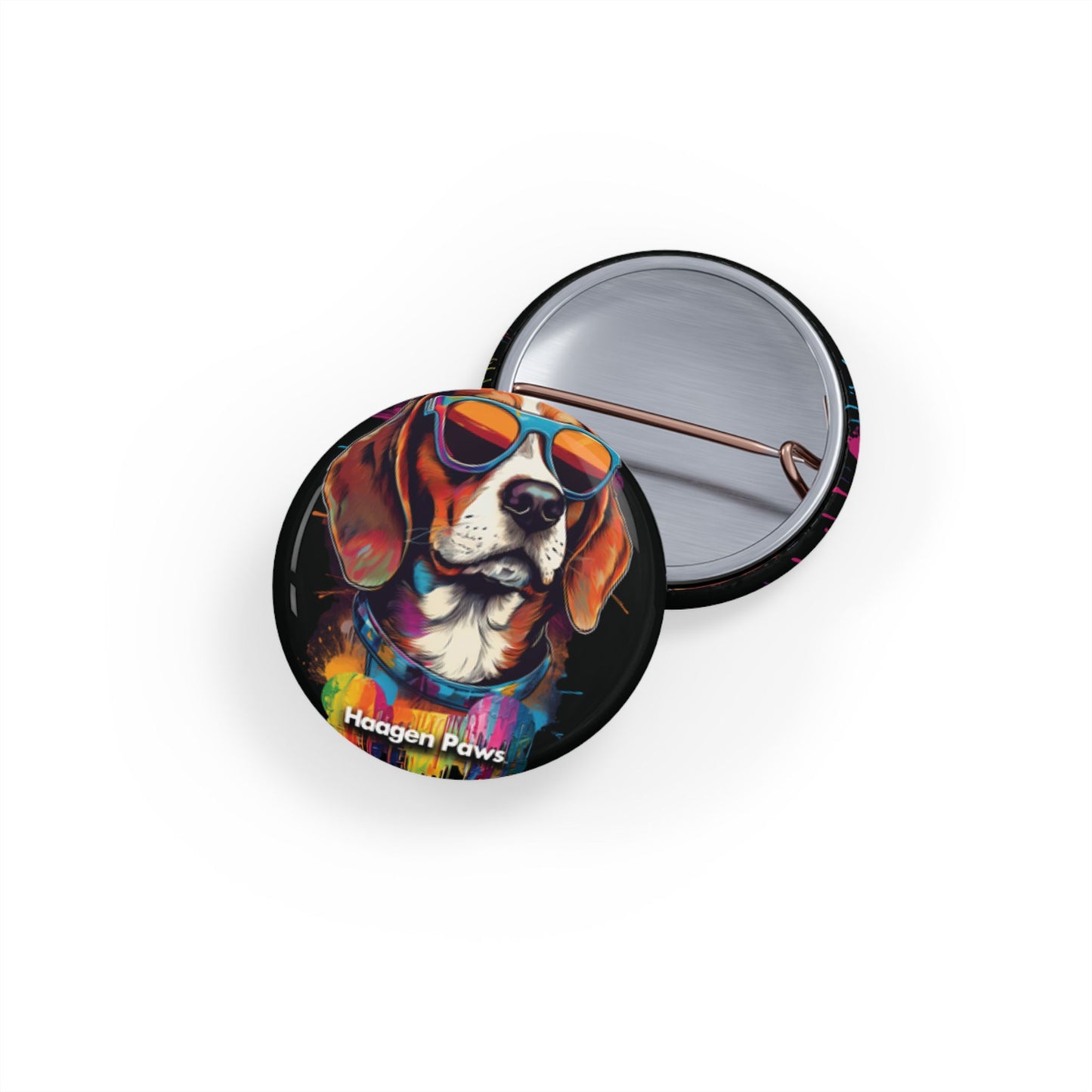 Beagle Wearing Sunglasses Haagen-Paws Graffiti Round Pins