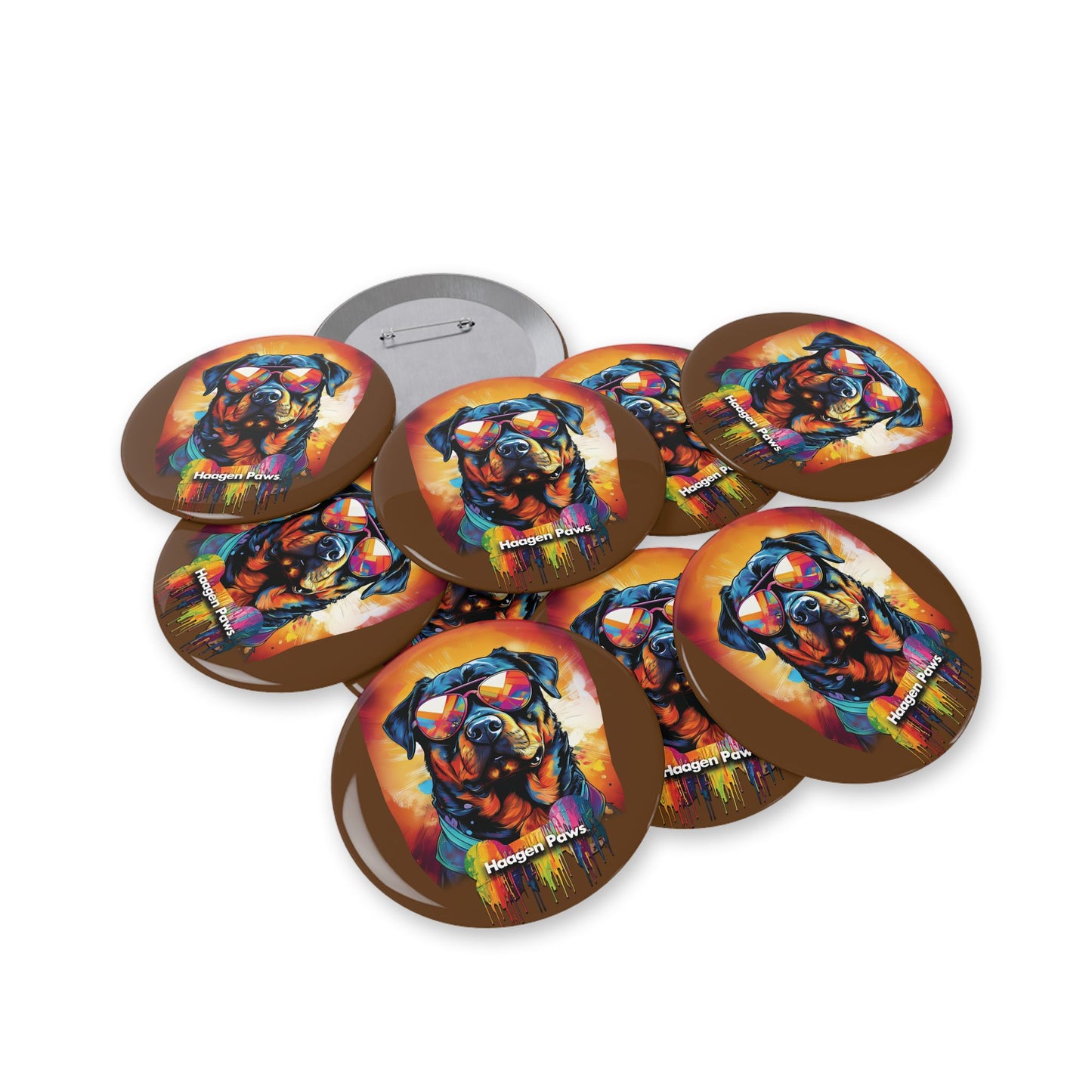 Rottweiler Wearing Sunglasses Haagen-Paws Graffiti Round Pins