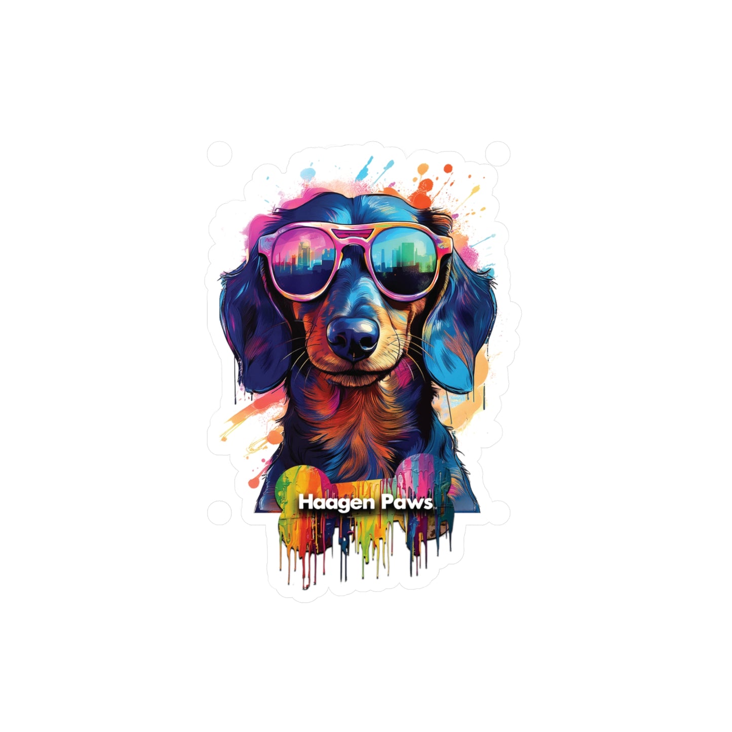 Dachshund Wearing Sunglasses Haagen-Paws Graffiti Vinyl Decals