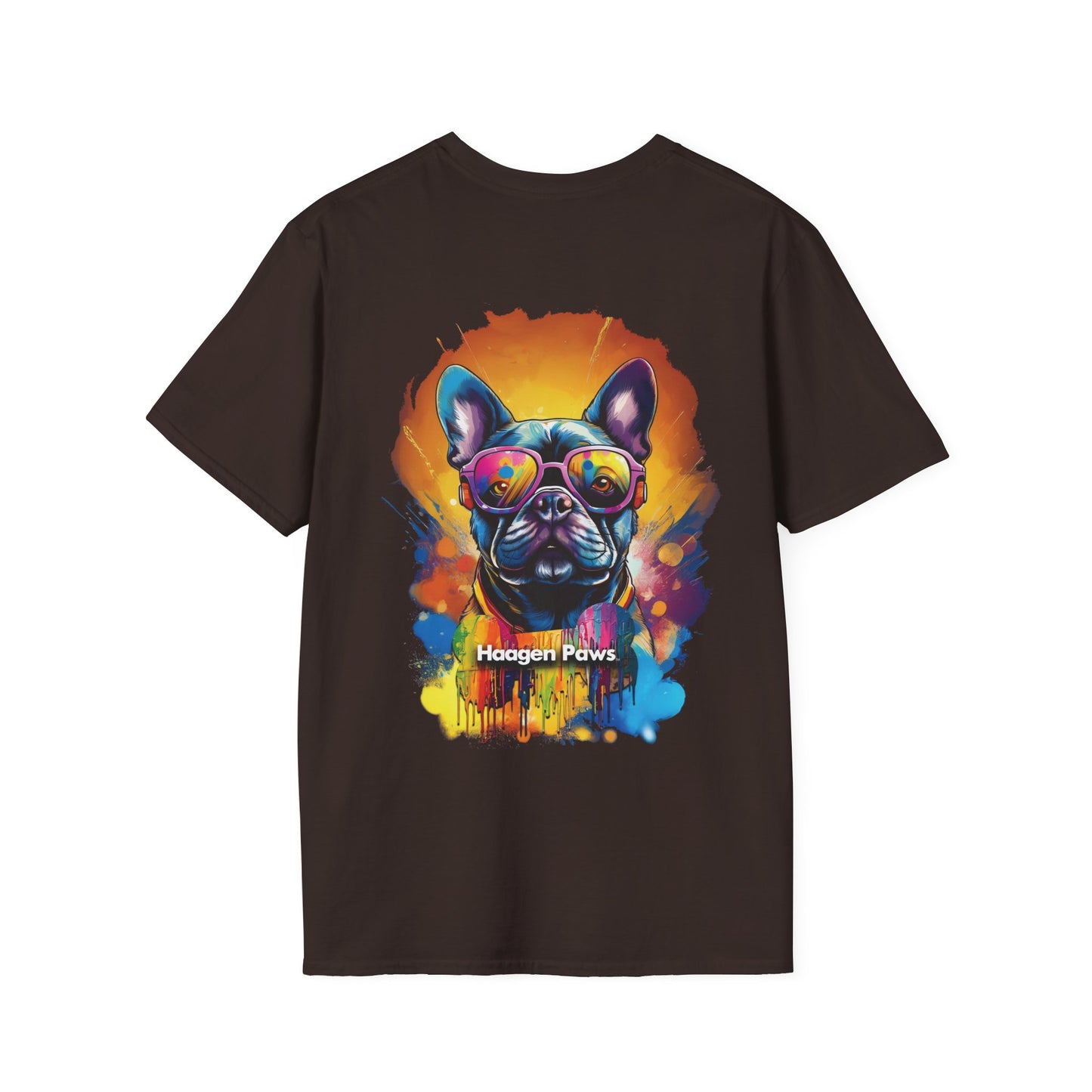 Frenchie Wearing Sunglasses Short Sleeve Haagen-Paws Graffiti T-Shirt