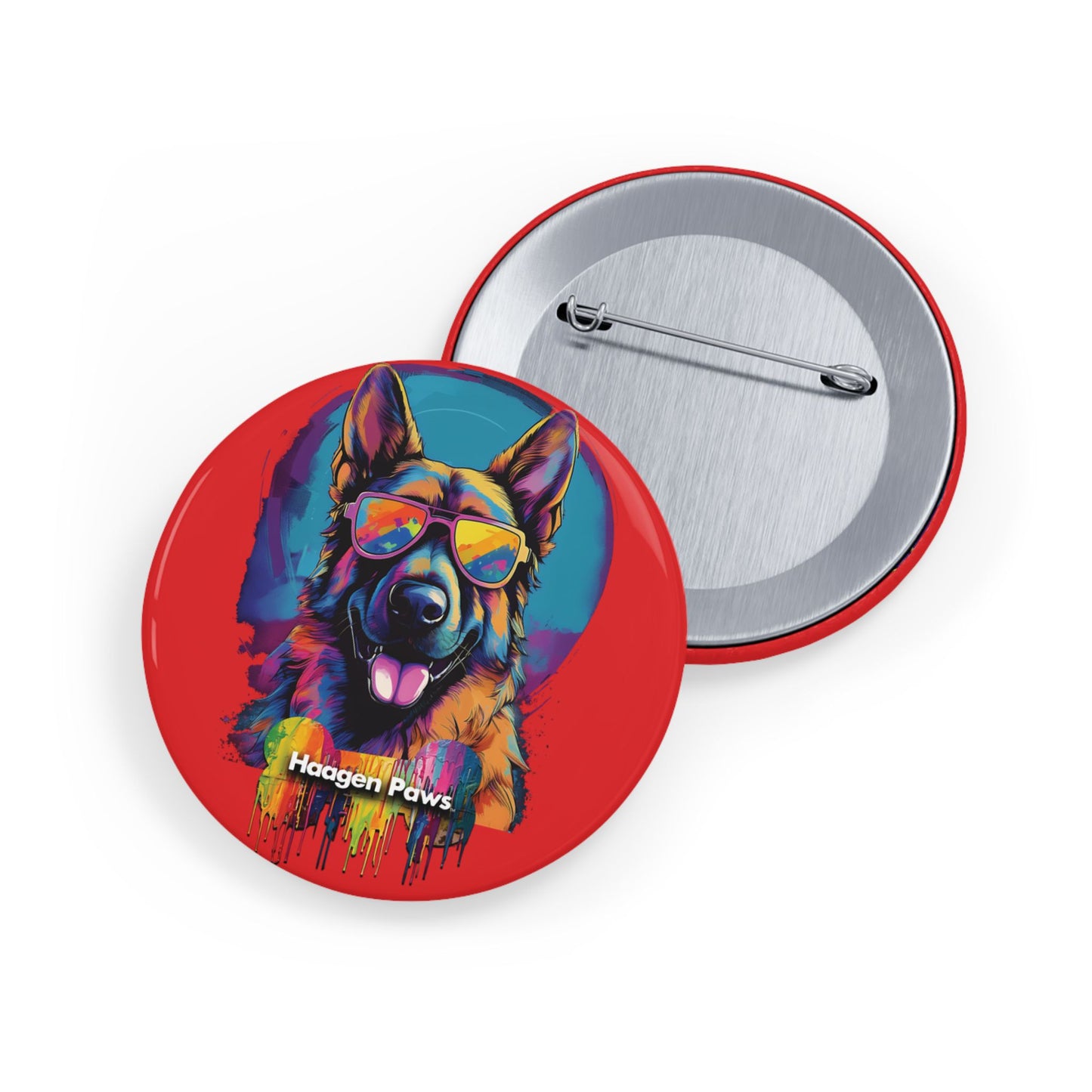 German Shepherd Wearing Sunglasses Haagen-Paws Graffiti Round Pins