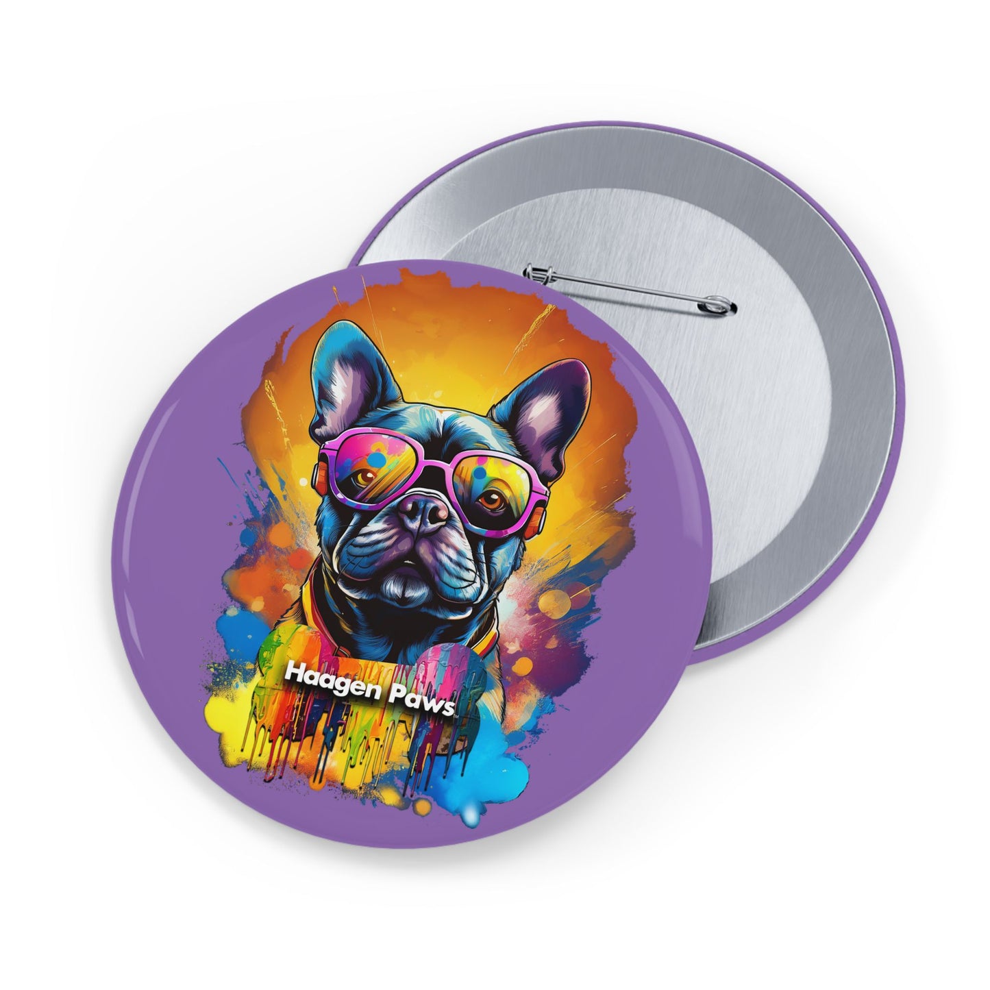 Frenchie Wearing Sunglasses Haagen-Paws Graffiti Round Pins