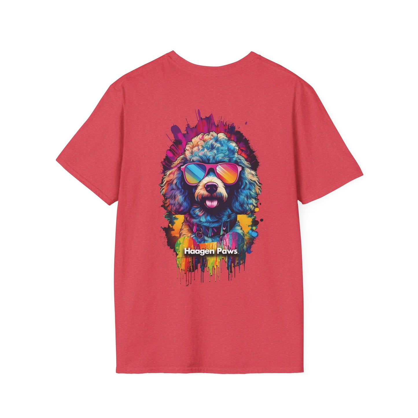 Poodle Wearing Sunglasses Short Sleeve Haagen-Paws Graffiti T-Shirt Heather Red
