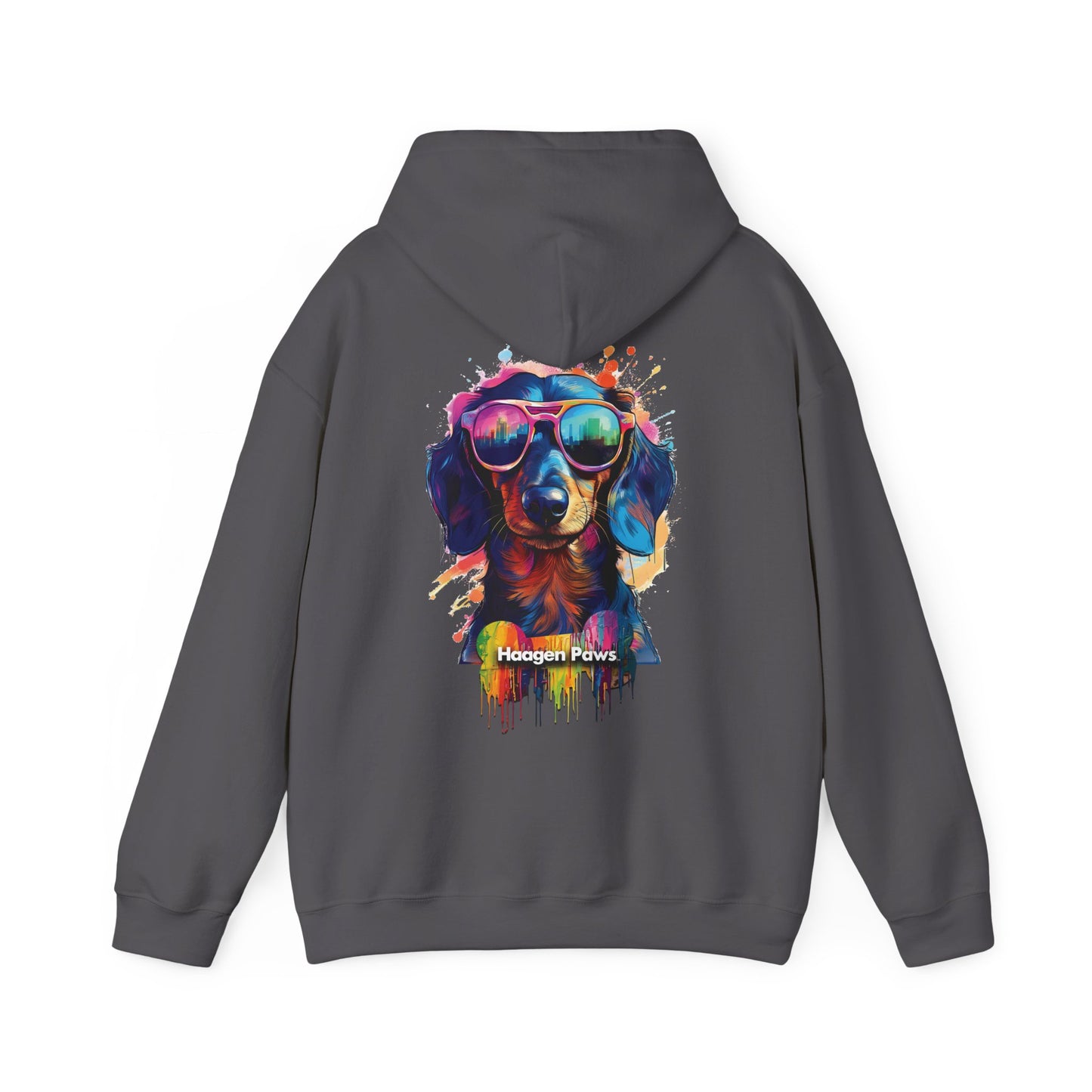 Dachshund Wearing Sunglasses Haagen-Paws Graffiti Unisex Heavy Blend™ Hooded Sweatshirt