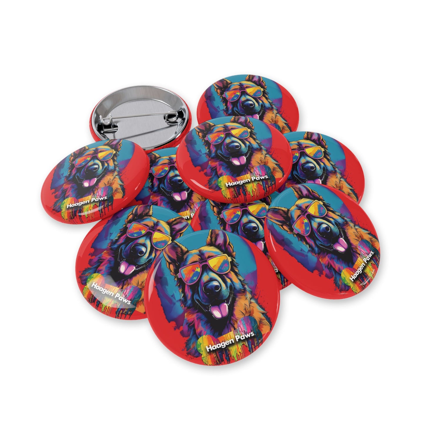 German Shepherd Wearing Sunglasses Haagen-Paws Graffiti Round Pins