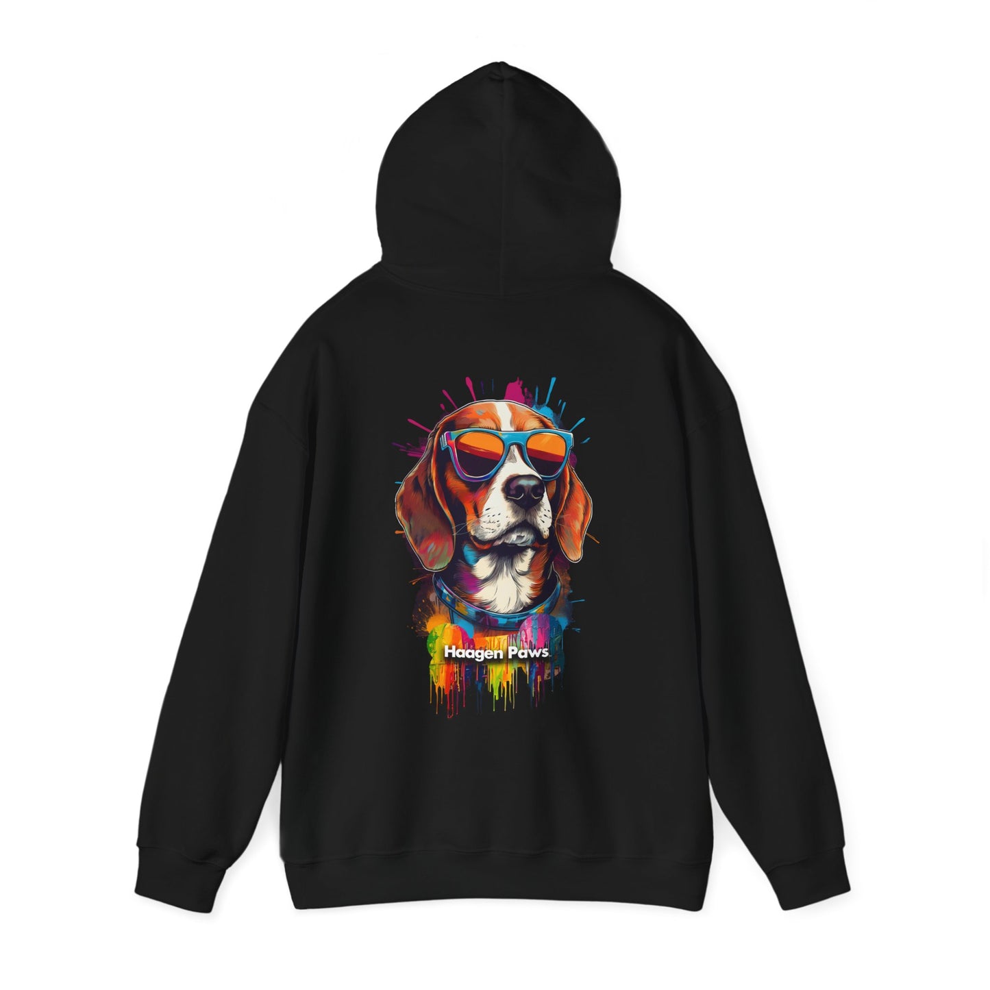 Beagle Wearing Sunglasses Haagen-Paws Graffiti Unisex Heavy Blend™ Hooded Sweatshirt