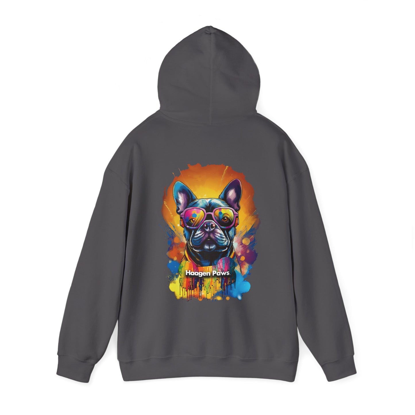 Frenchie Wearing Sunglasses Haagen-Paws Graffiti Unisex Heavy Blend™ Hooded Sweatshirt