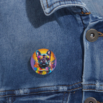 Frenchie Wearing Sunglasses Haagen-Paws Graffiti Round Pins