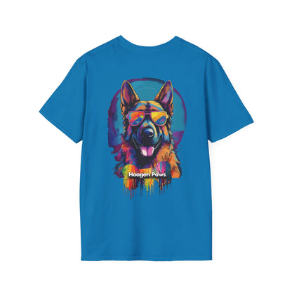 German Shepherd Wearing Sunglasses Short Sleeve Haagen-Paws Graffiti T-Shirt Sapphire