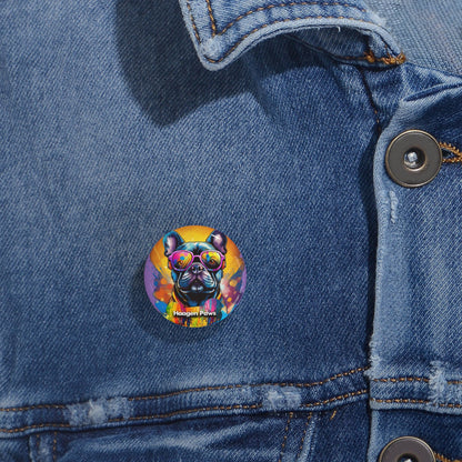 Frenchie Wearing Sunglasses Haagen-Paws Graffiti Round Pins