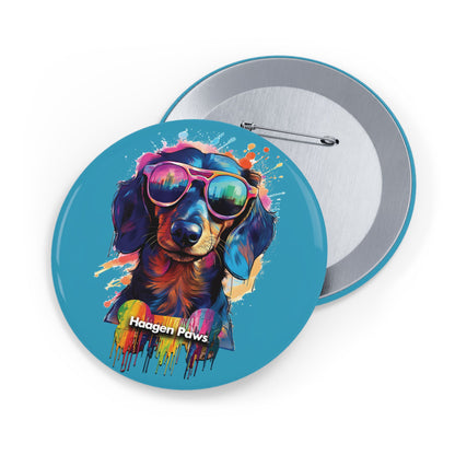 Dachshund Wearing Sunglasses Haagen-Paws Graffiti Round Pins