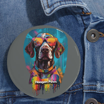 German Shorthaired Pointer Wearing Sunglasses Haagen-Paws Graffiti Round Pins