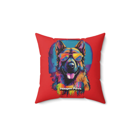 German Shepherd Wearing Sunglasses Haagen-Paws Graffiti Spun Polyester Square Pillow
