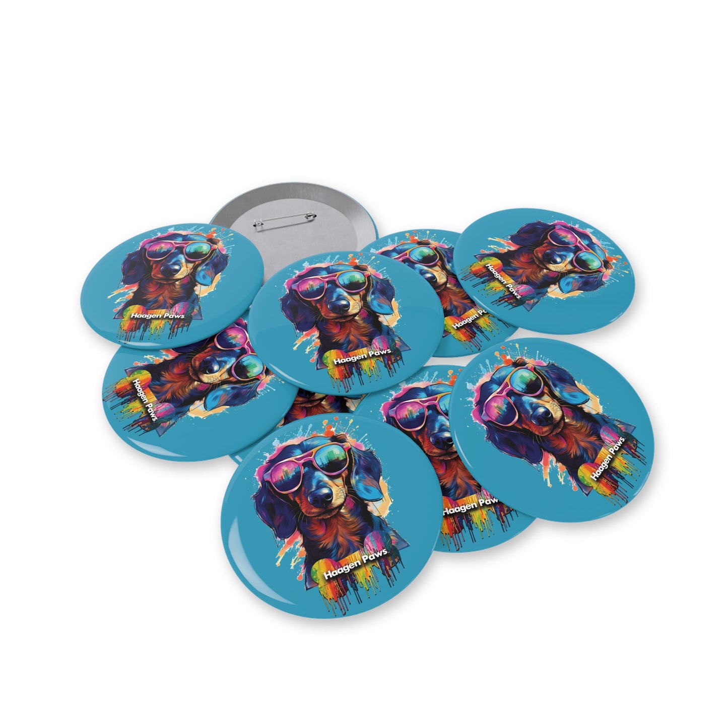 Dachshund Wearing Sunglasses Haagen-Paws Graffiti Round Pins