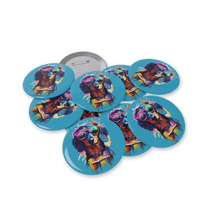 Dachshund Wearing Sunglasses Haagen-Paws Graffiti Round Pins