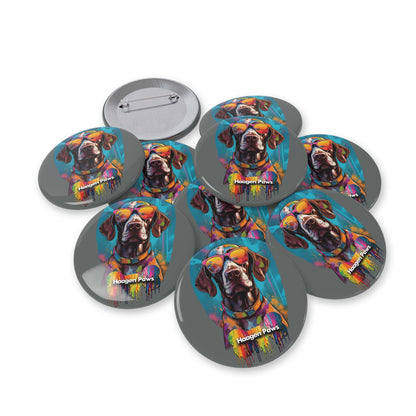 German Shorthaired Pointer Wearing Sunglasses Haagen-Paws Graffiti Round Pins
