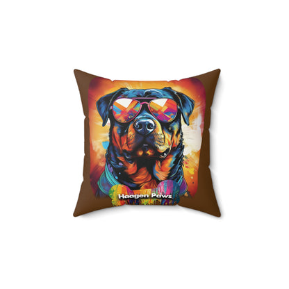 Rottweiler Wearing Sunglasses Haagen-Paws Graffiti Spun Polyester Square Pillow