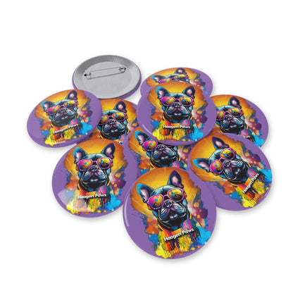 Frenchie Wearing Sunglasses Haagen-Paws Graffiti Round Pins