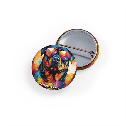 Rottweiler Wearing Sunglasses Haagen-Paws Graffiti Round Pins