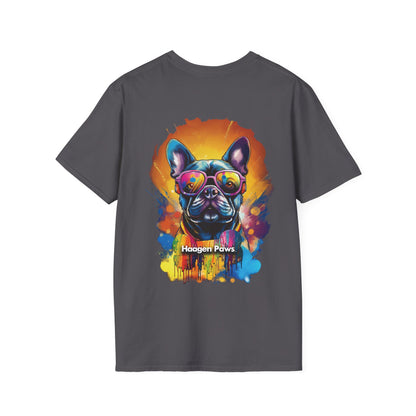 Frenchie Wearing Sunglasses Short Sleeve Haagen-Paws Graffiti T-Shirt