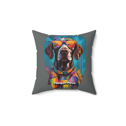 German Shorthaired Pointer Wearing Sunglasses Haagen-Paws Graffiti Spun Polyester Square Pillow