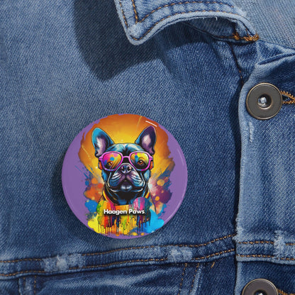 Frenchie Wearing Sunglasses Haagen-Paws Graffiti Round Pins