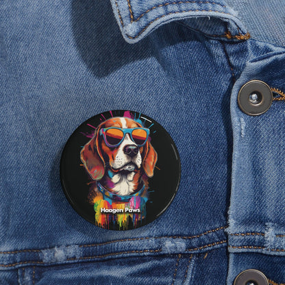 Beagle Wearing Sunglasses Haagen-Paws Graffiti Round Pins