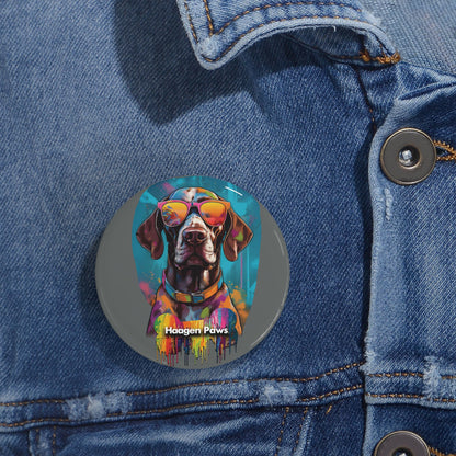 German Shorthaired Pointer Wearing Sunglasses Haagen-Paws Graffiti Round Pins