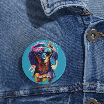 Dachshund Wearing Sunglasses Haagen-Paws Graffiti Round Pins