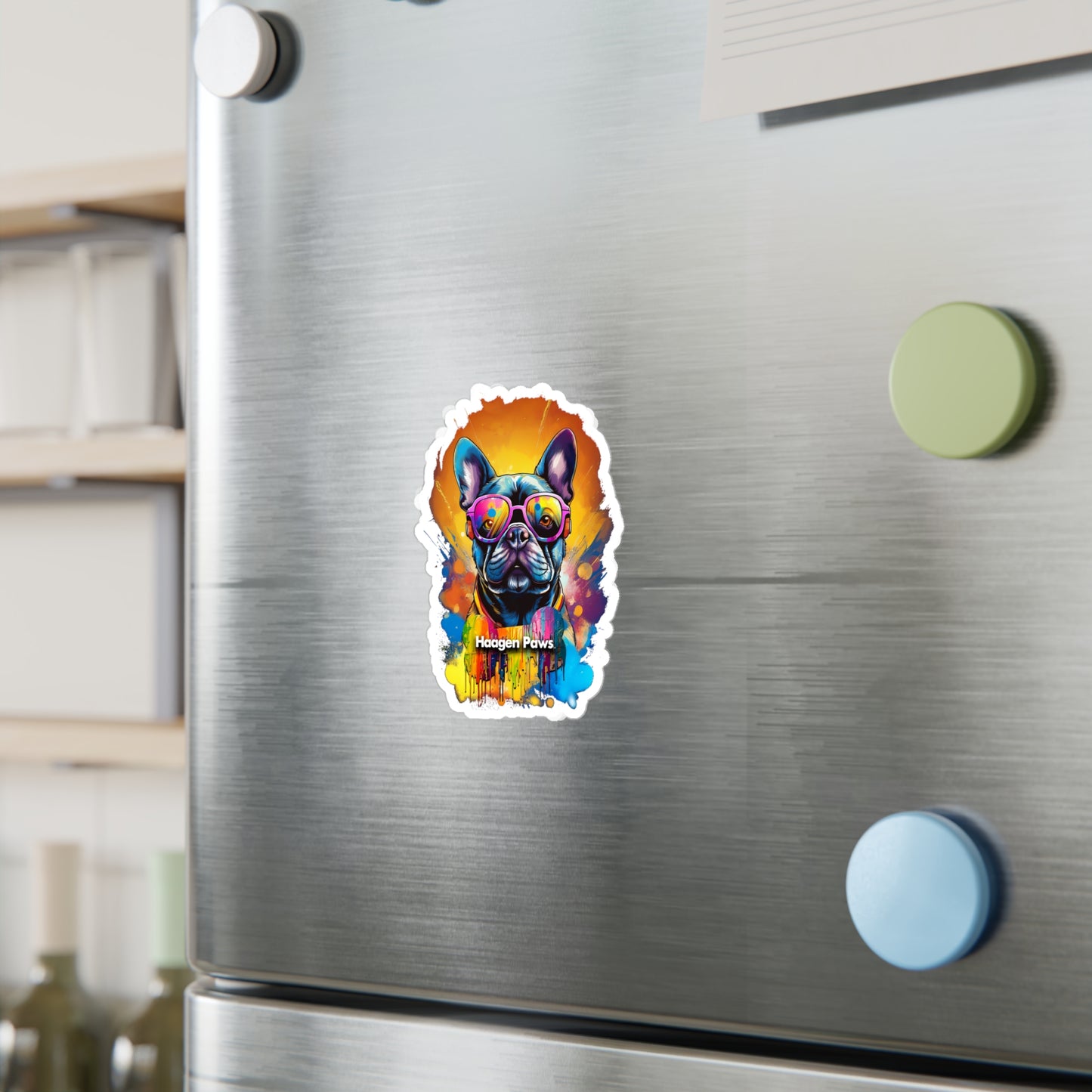 Frenchie Wearing Sunglasses Haagen-Paws Graffiti Vinyl Decals