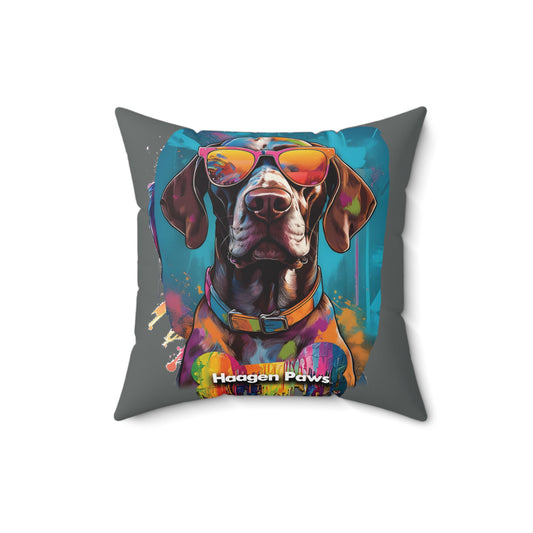 German Shorthaired Pointer Wearing Sunglasses Haagen-Paws Graffiti Spun Polyester Square Pillow