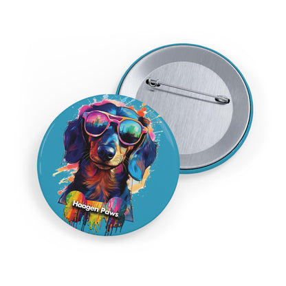 Dachshund Wearing Sunglasses Haagen-Paws Graffiti Round Pins