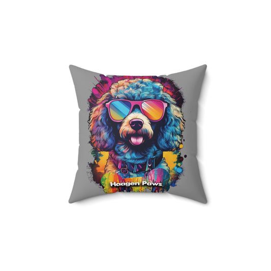 Poodle Wearing Sunglasses Haagen-Paws Graffiti Spun Polyester Square Pillow