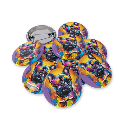 Frenchie Wearing Sunglasses Haagen-Paws Graffiti Round Pins