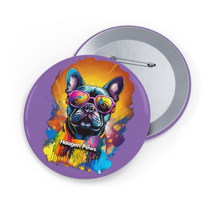 Frenchie Wearing Sunglasses Haagen-Paws Graffiti Round Pins