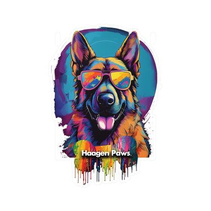 German Shepherd Wearing Sunglasses Haagen-Paws Graffiti Vinyl Decals